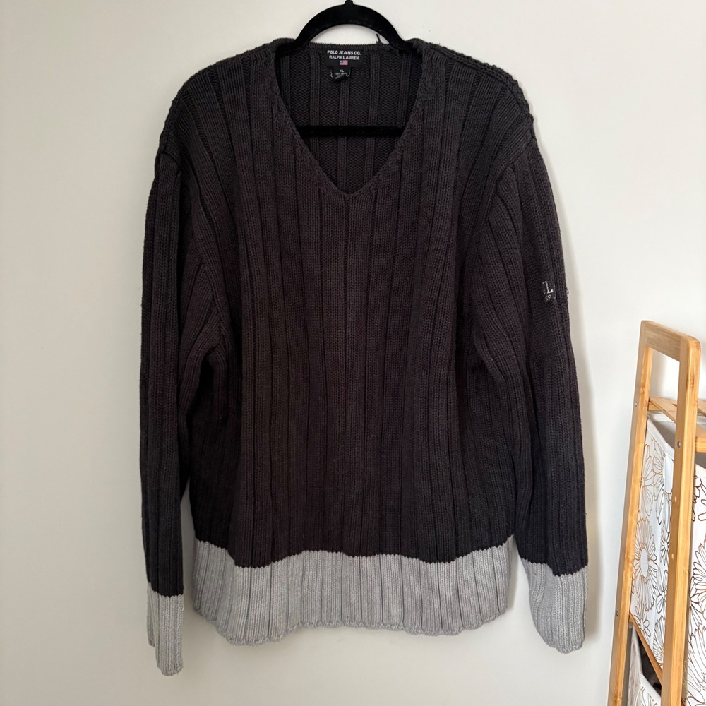 Vintage‎ Polo Jeans Co Ralph Lauren Sz XL Ribbed Pullover Cotton Sweater 90s Y2K